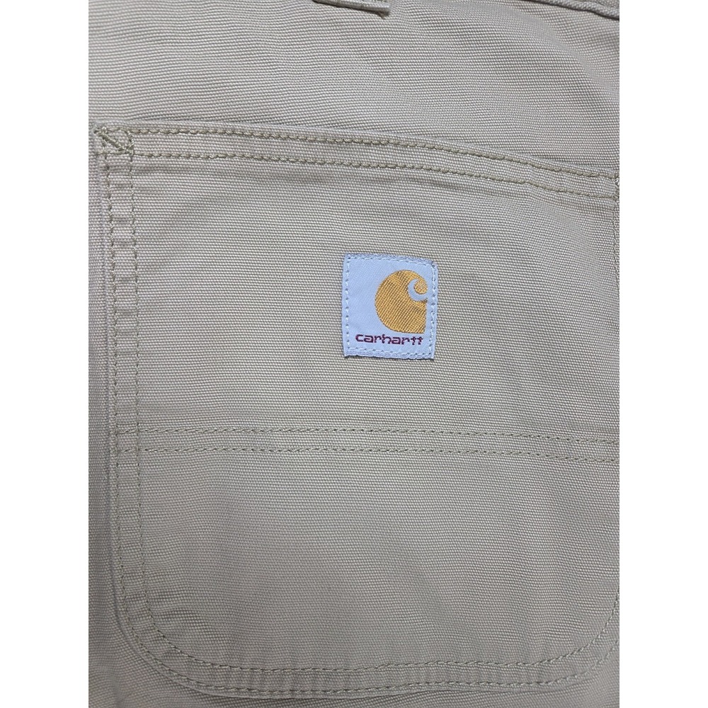 Carhartt Relaxed Fit Work Pants 38x30 Khaki Stretch Canvas Workwear Mens - Picture 2 of 14